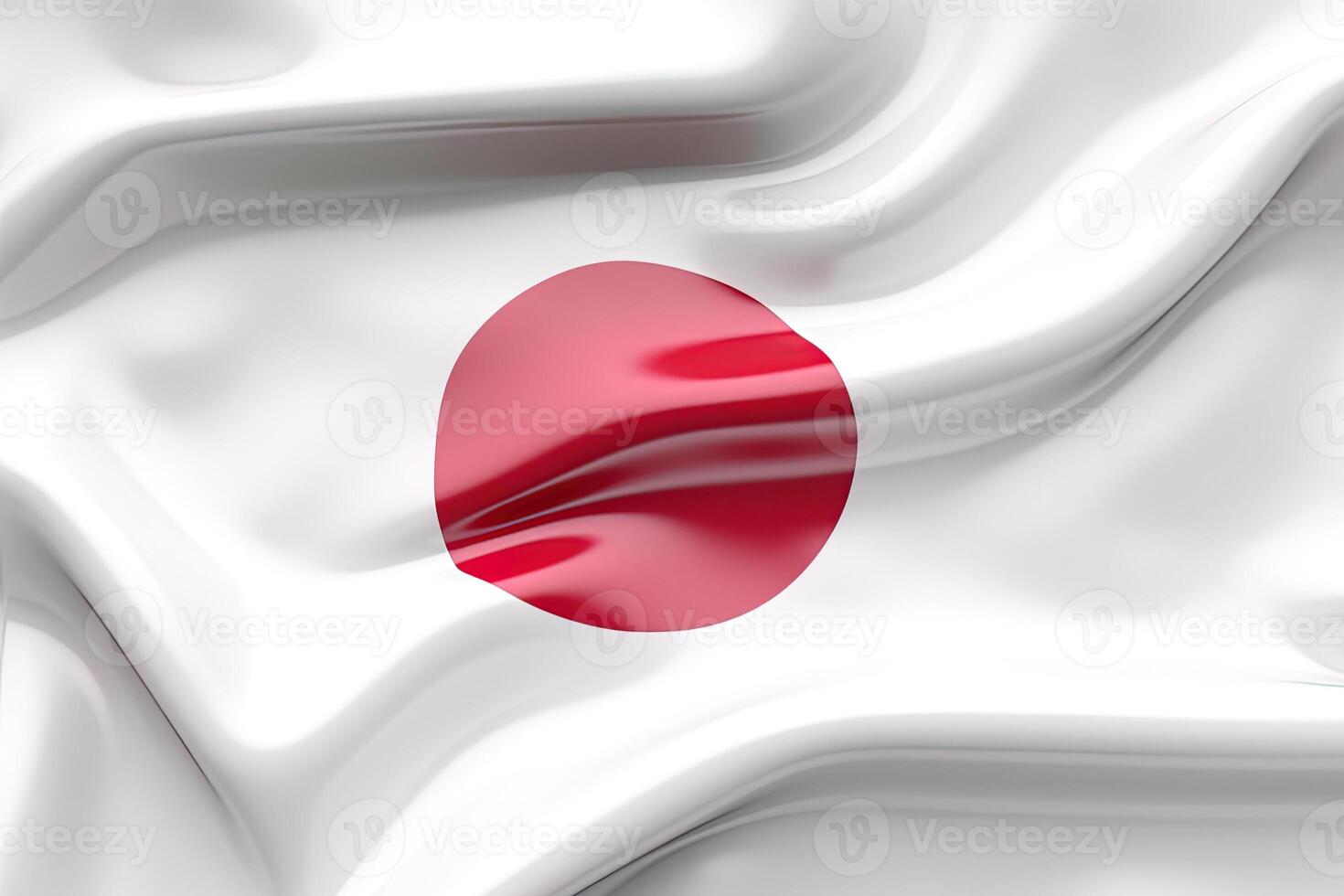 rood cirkel en wit achtergrond, golvend de nationaal vlag van Japan, zwaaide een zeer gedetailleerd detailopname. ai gegenereerd foto