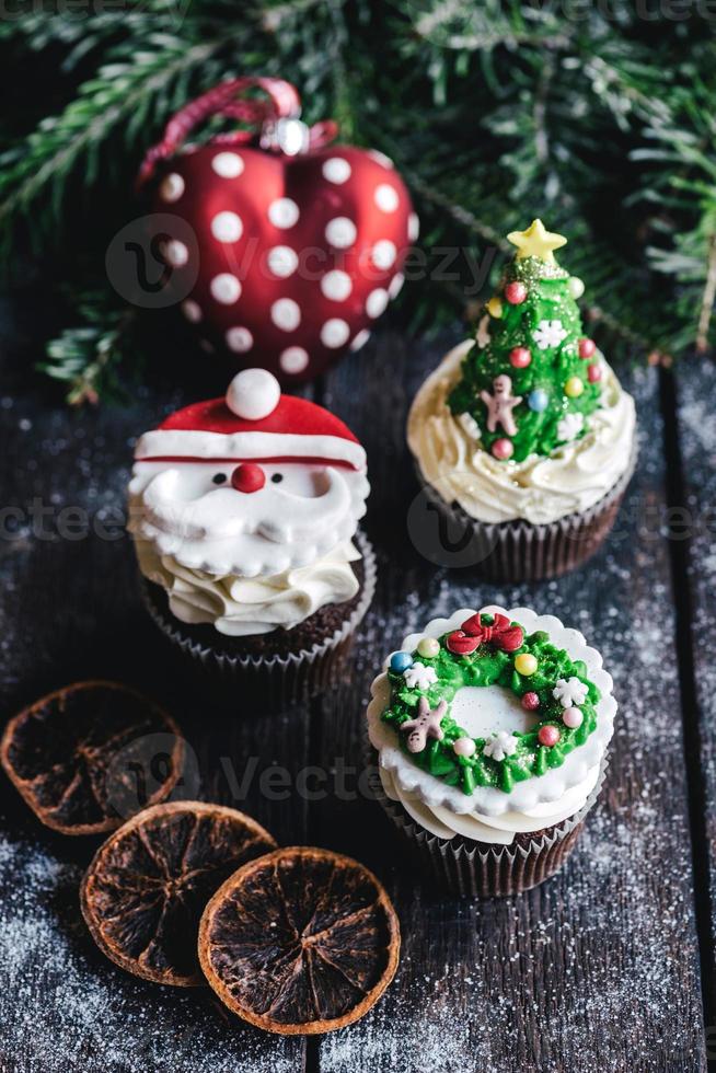 zoet Kerstmis kop cakes foto