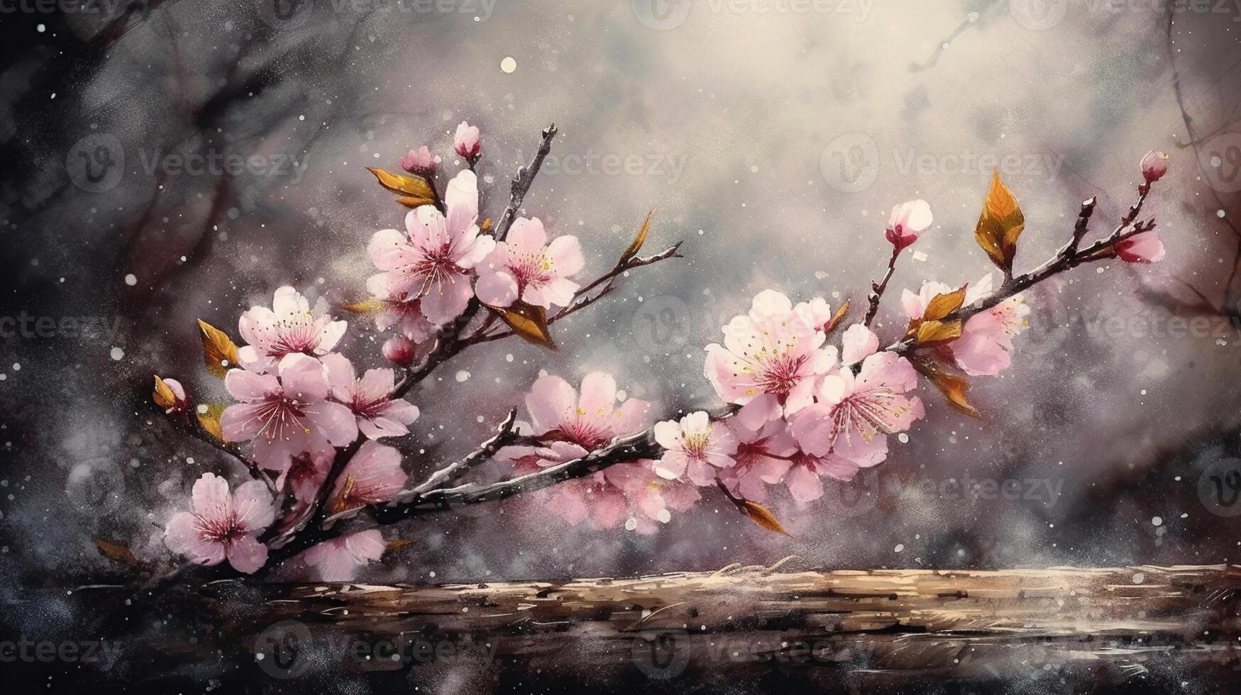 waterverf kers bloesems, sakura, Japans, gegenereerd ai beeld foto