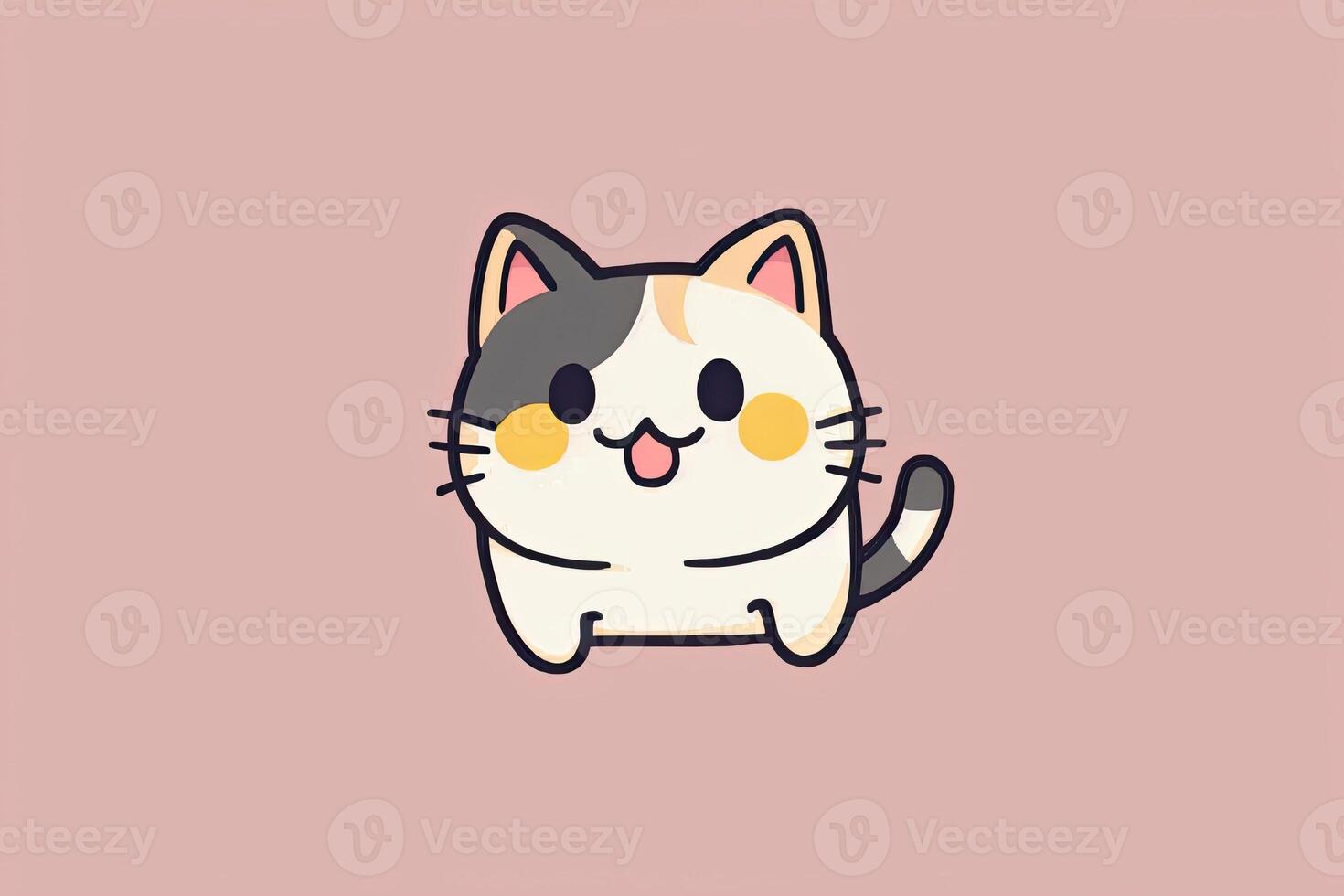 weinig anime kat sticker, ai gegenereerd foto