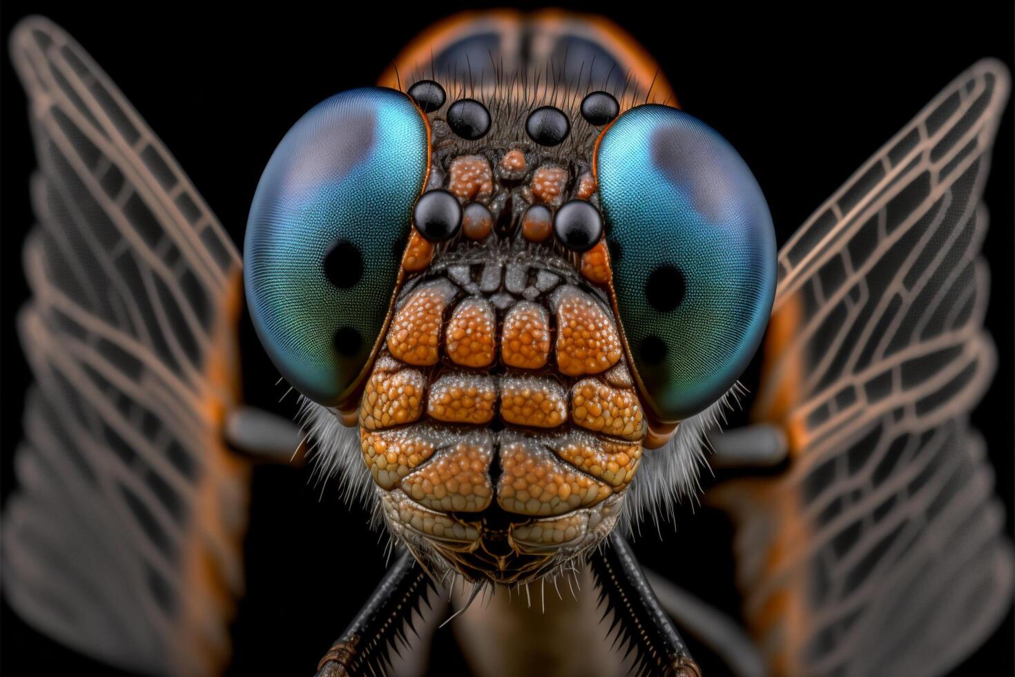 dichtbij omhoog van een libellen ogen. generatief ai. foto