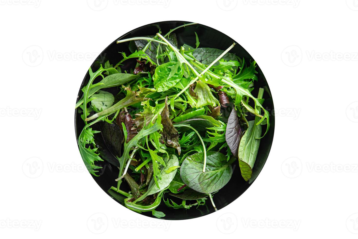 groen salade bladeren vers mengen gezond tussendoortje voedsel Aan de tafel kopiëren ruimte voedsel achtergrond rustiek top visie foto