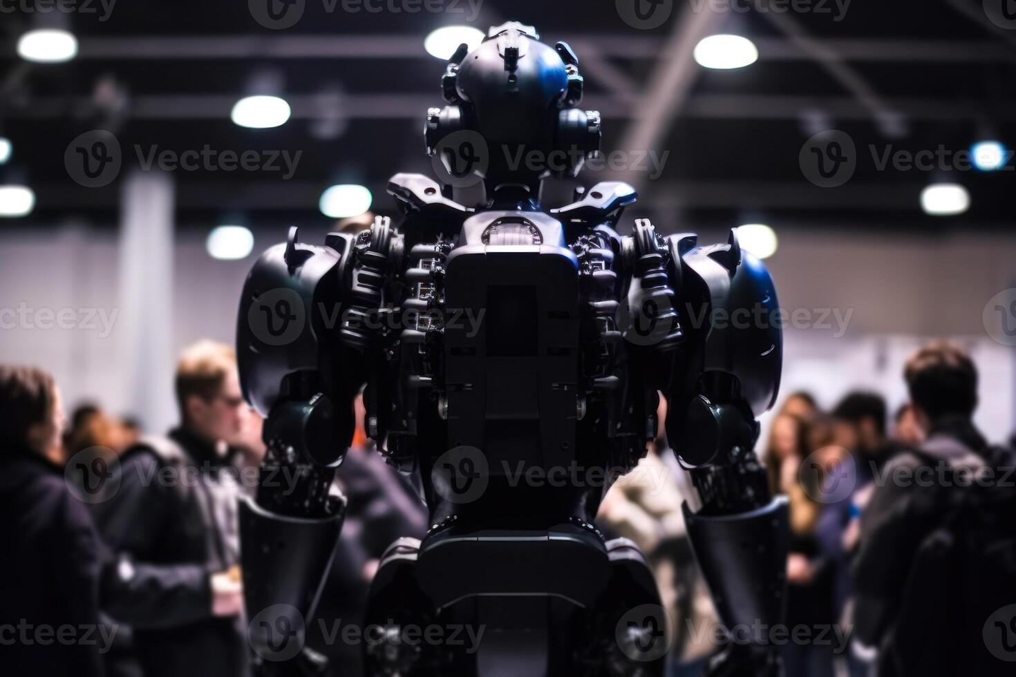 serieel productie van robots met kunstmatig intelligentie- generatief ai foto