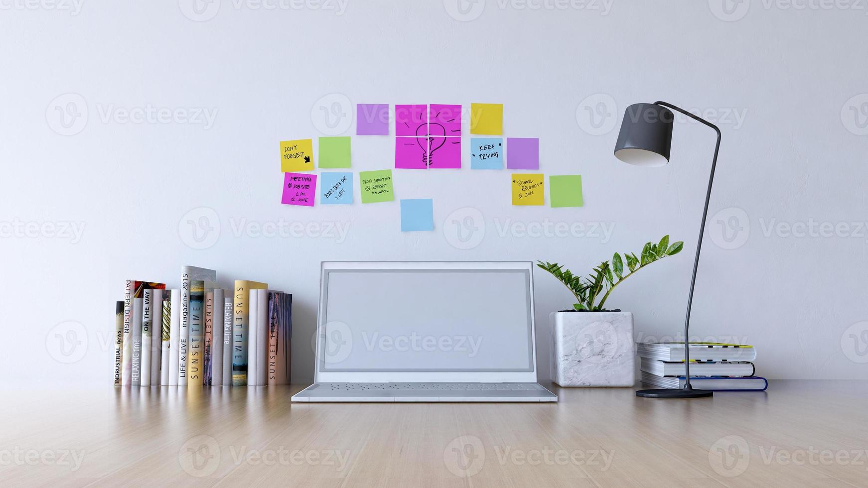 3D-rendering afbeelding van houten werktafel foto