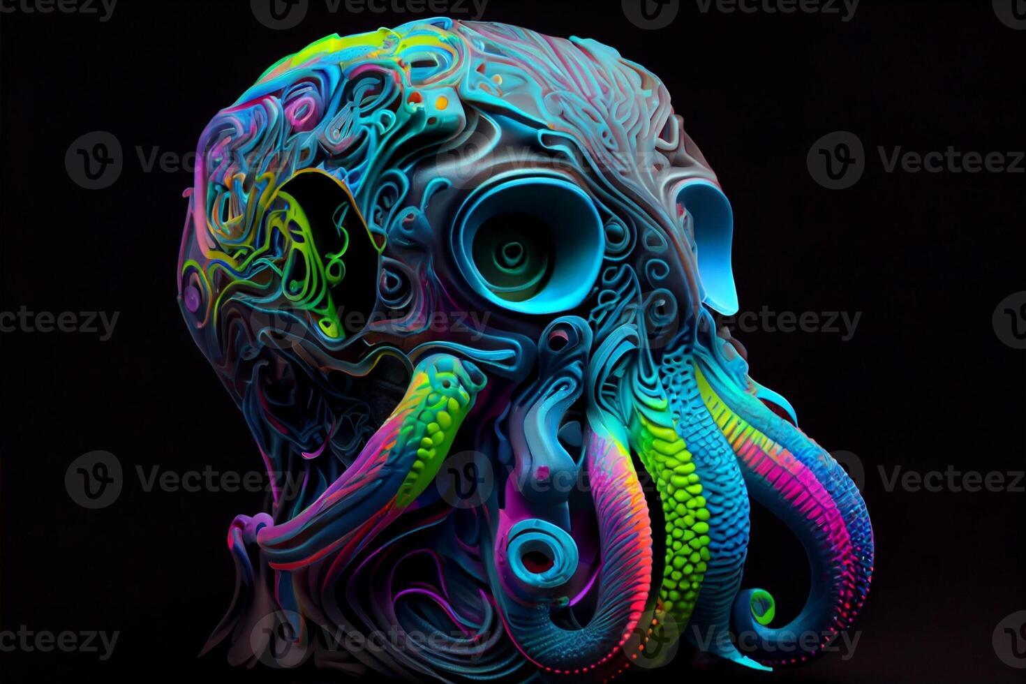 dichtbij omhoog van een beeldhouwwerk van een Octopus. generatief ai. foto
