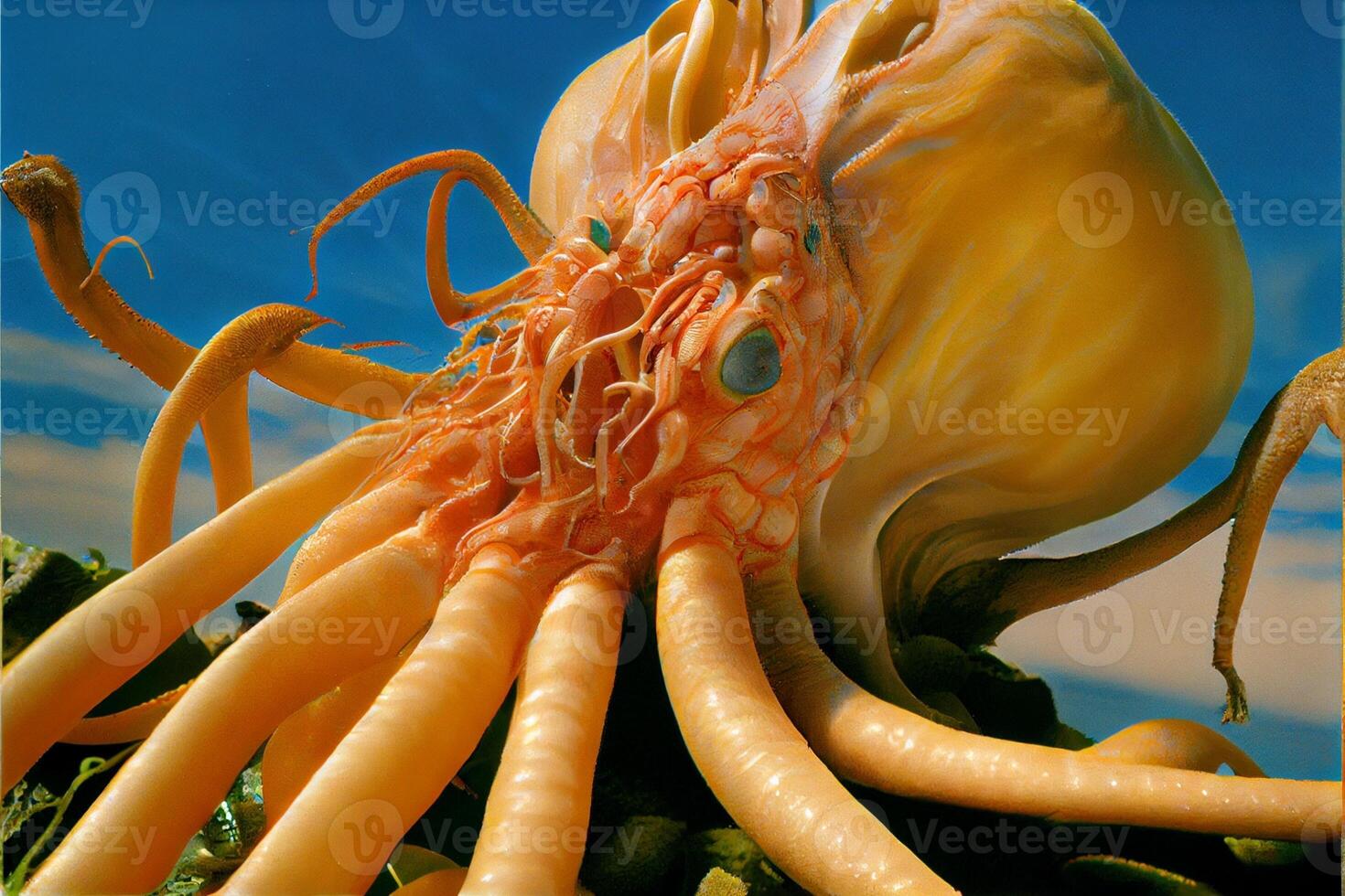 dichtbij omhoog van een beeldhouwwerk van een Octopus. generatief ai. foto