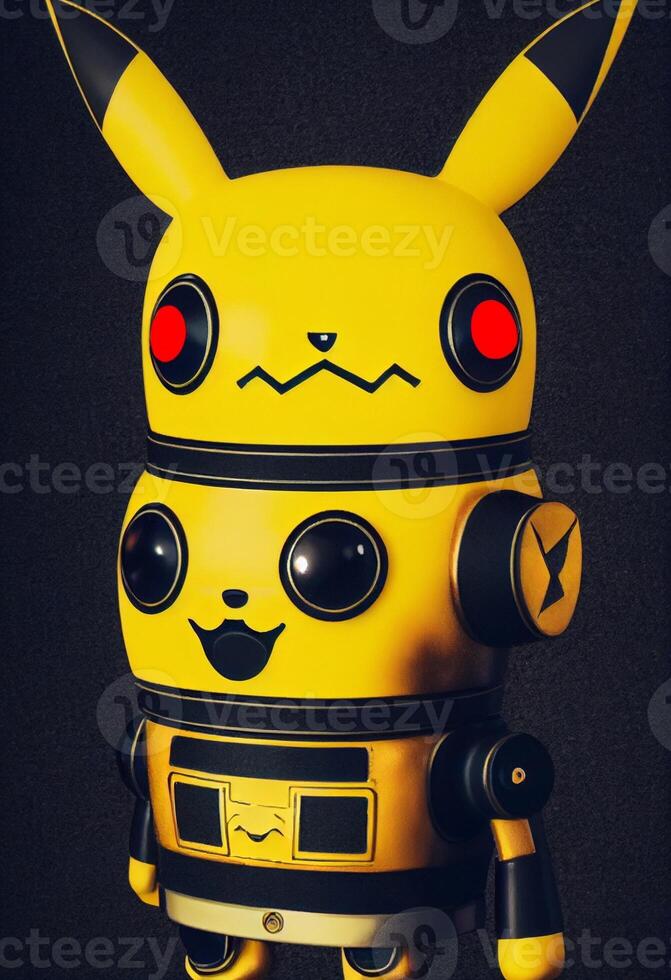 dichtbij omhoog van een speelgoed- van een pikachu robot. generatief ai. foto