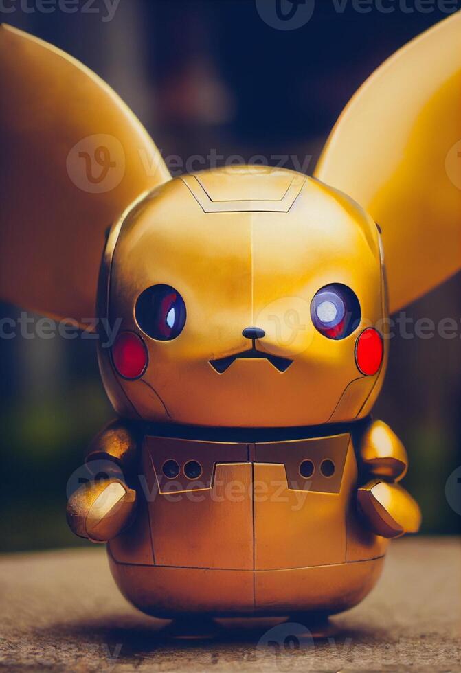 dichtbij omhoog van een speelgoed- van een pikachu robot. generatief ai. foto