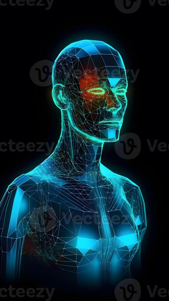 hologram menselijk 3d model- illustratie ,generatief ai foto