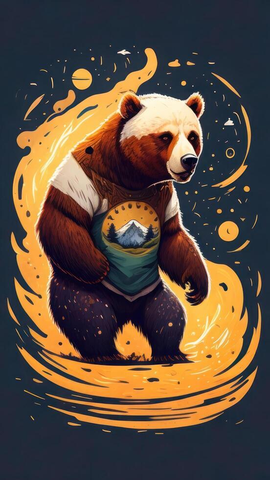 hand- getrokken panda in een t-shirt. vector illustratie. ai gegenereerd foto