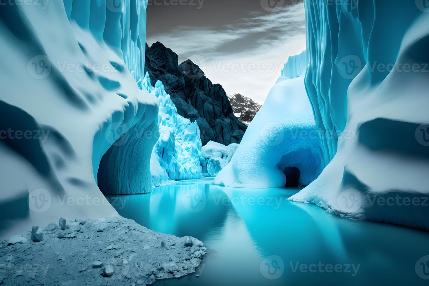 gletsjers en de ijsbergen van antarctica. neurale netwerk gegenereerd kunst foto