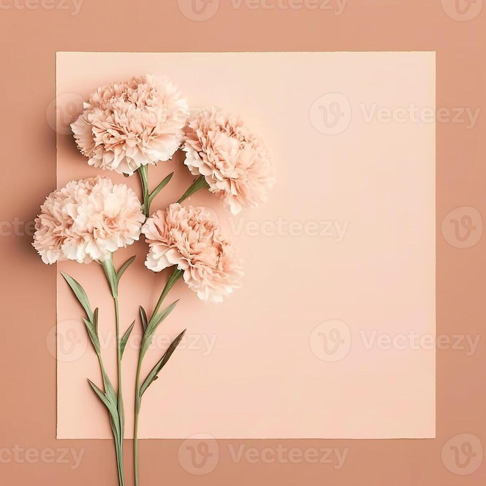 ai gegenereerd roze anjer bloemen. moeder dag, Valentijnsdag dag achtergrond concept. generatief ai. foto