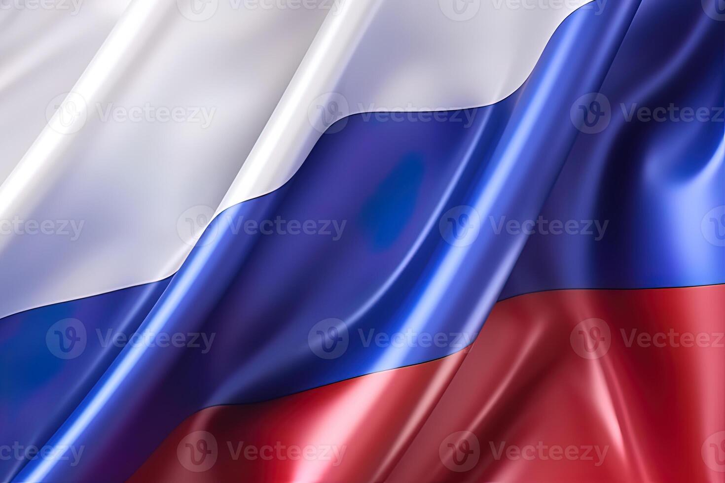 wit, blauw en rood achtergrond, golvend de nationaal vlag van Rusland, zwaaide een zeer gedetailleerd detailopname. ai gegenereerd foto