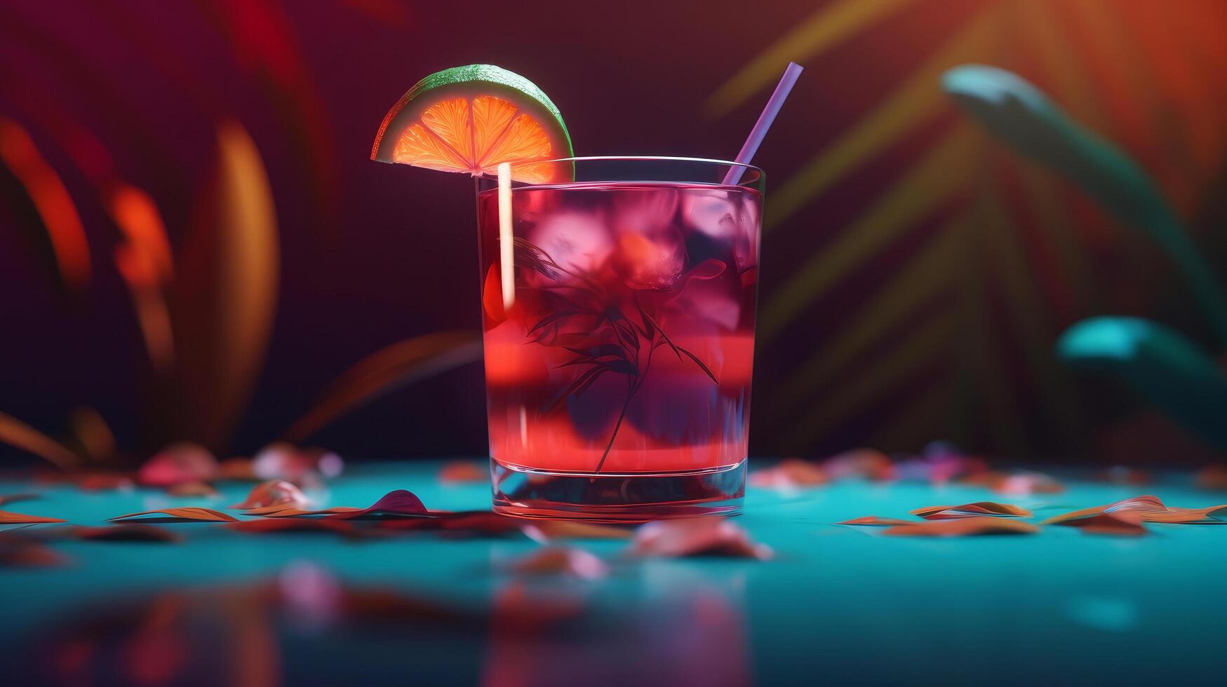 zomer levendig achtergrond met cocktail. illustratie ai generatief foto