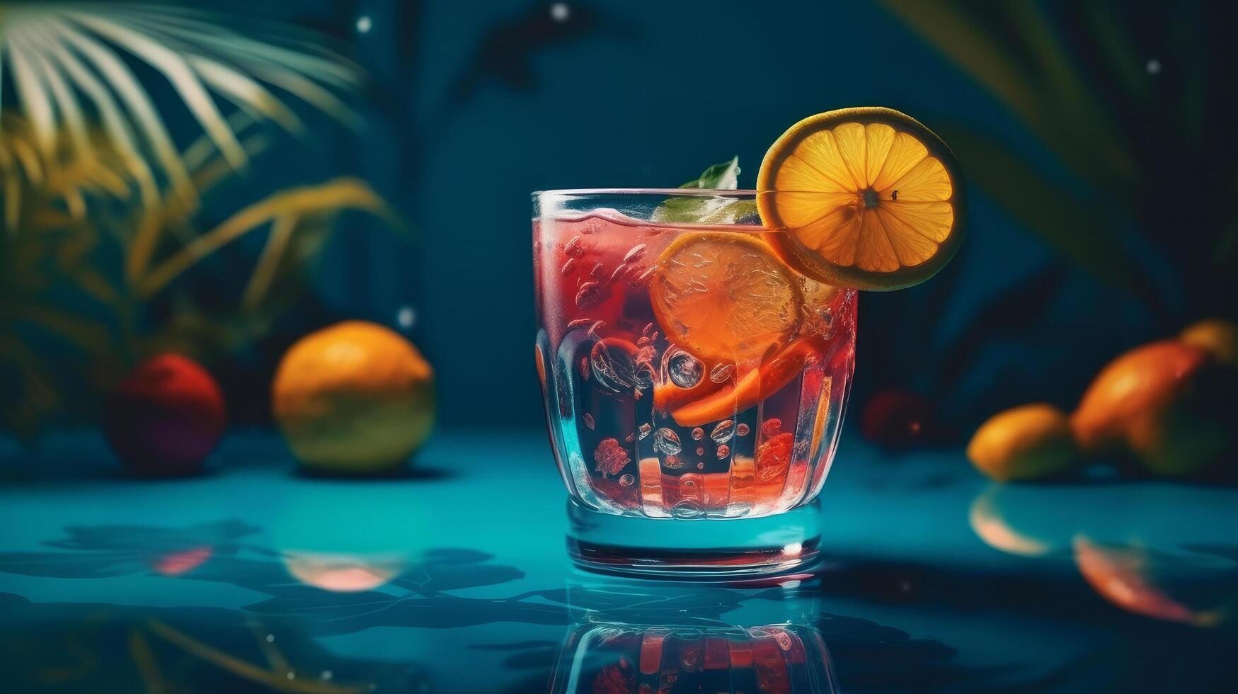 zomer levendig achtergrond met cocktail. illustratie ai generatief foto