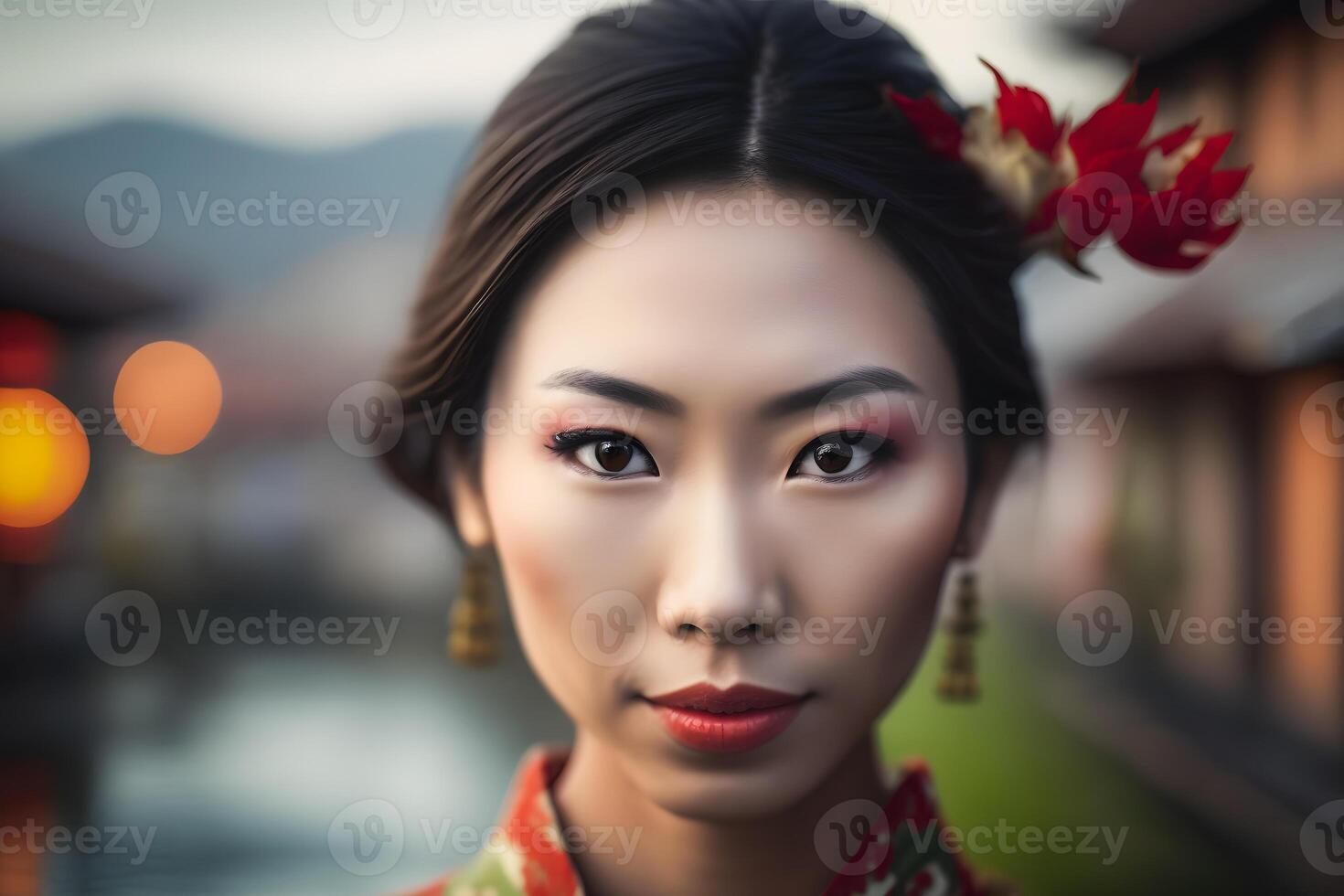 mooi Aziatisch Chinese vrouw portret. neurale netwerk ai gegenereerd foto