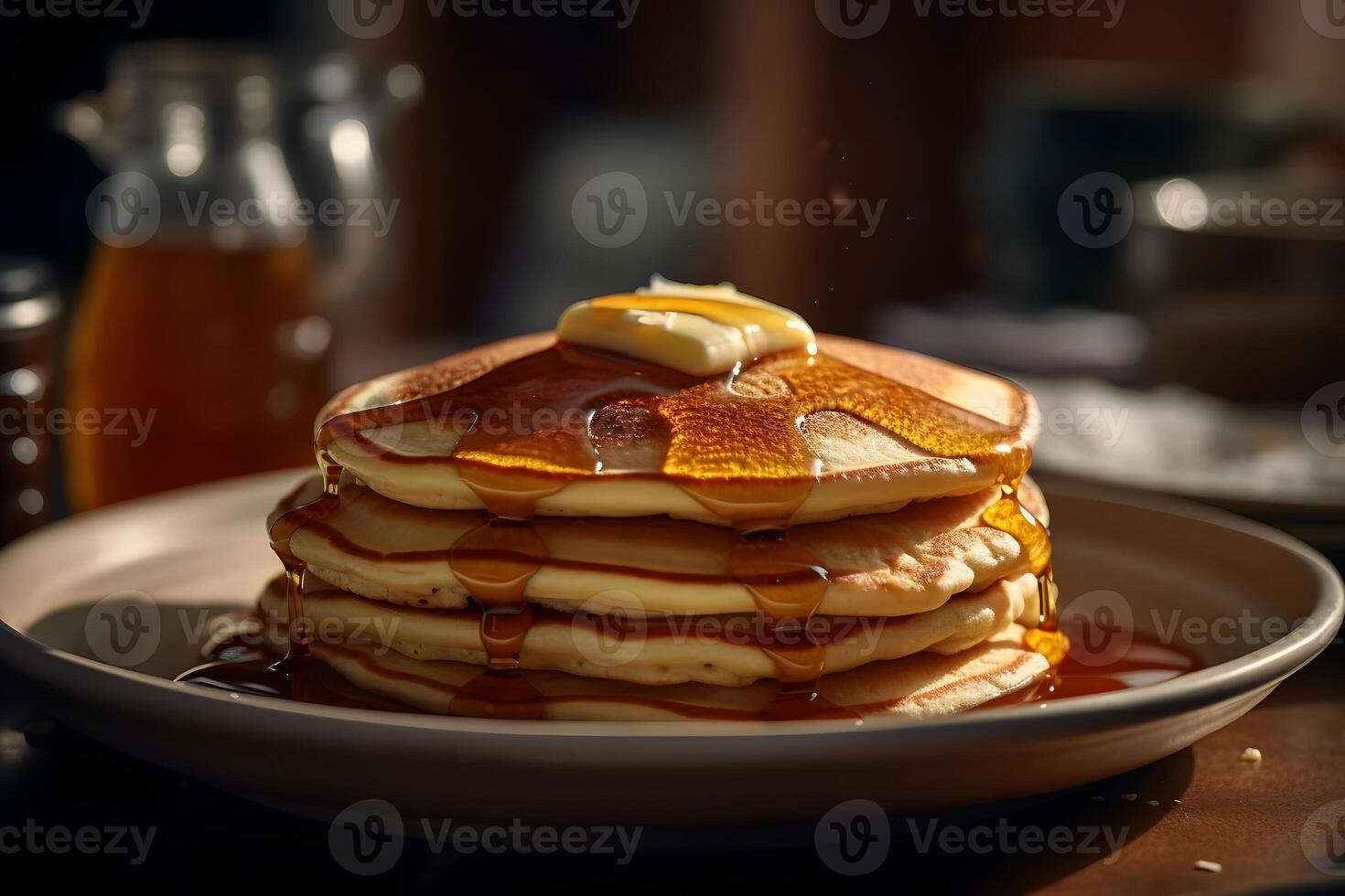 pannekoeken met honing. neurale netwerk ai gegenereerd foto