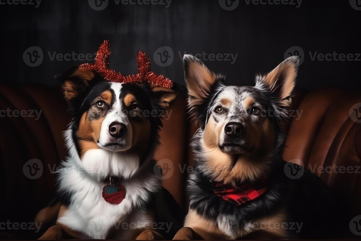 honden en katten vervelend Kerstmis accessoires Kerstmis vakantie ai gegenereerd foto