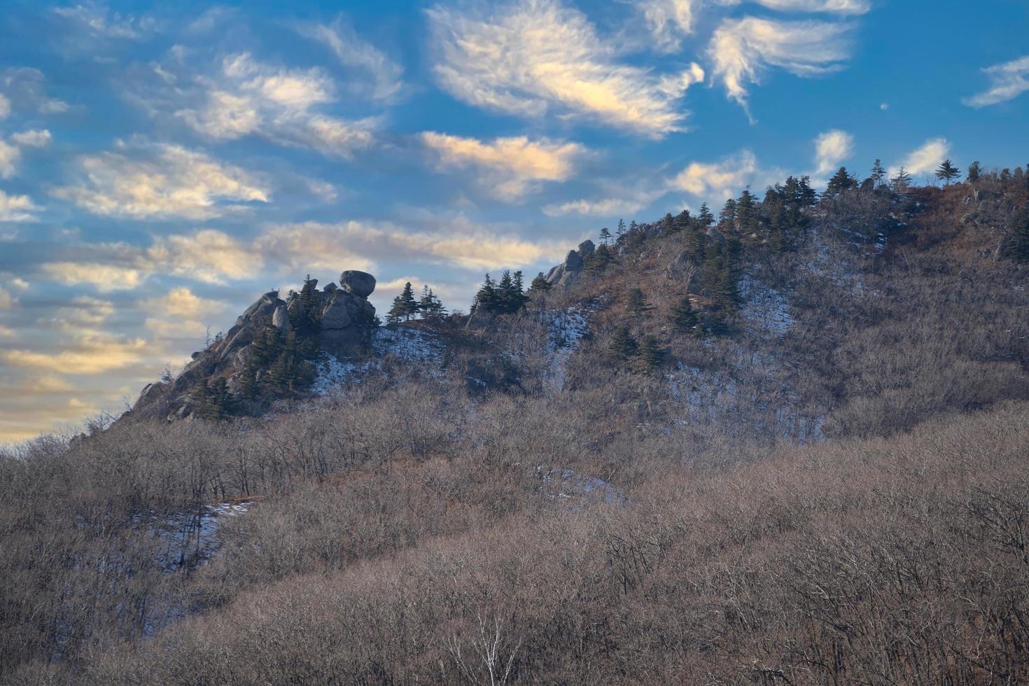 prachtig berglandschap in winterseizoen. foto