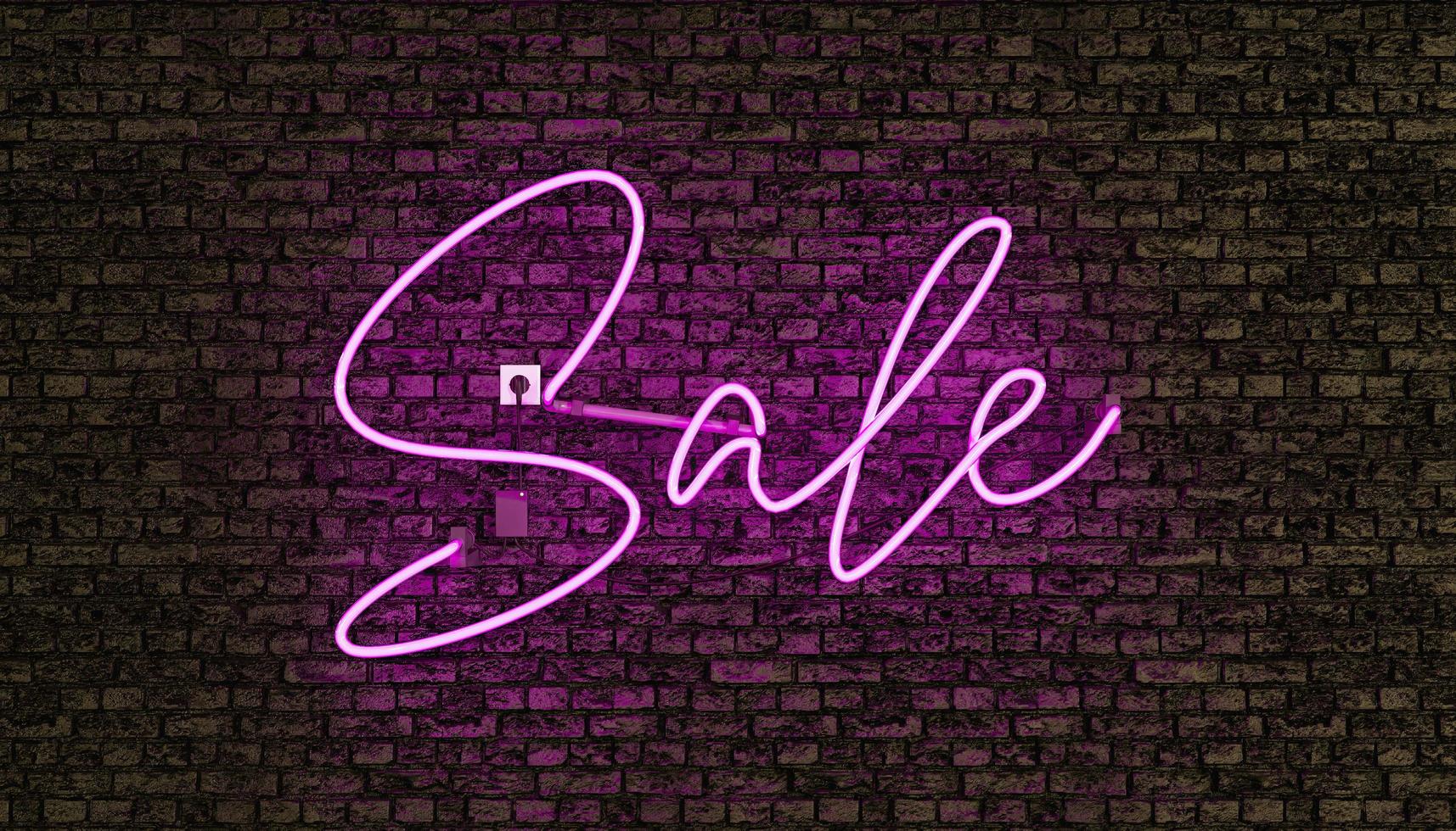 realistische neonlamp met het woord verkoop in roze foto
