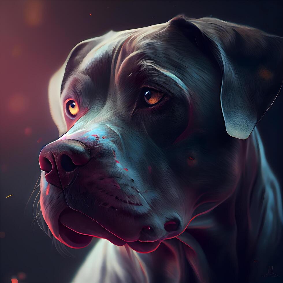 digitaal schilderij van een bokser hond in voorkant van een donker achtergrond., ai generatief beeld foto