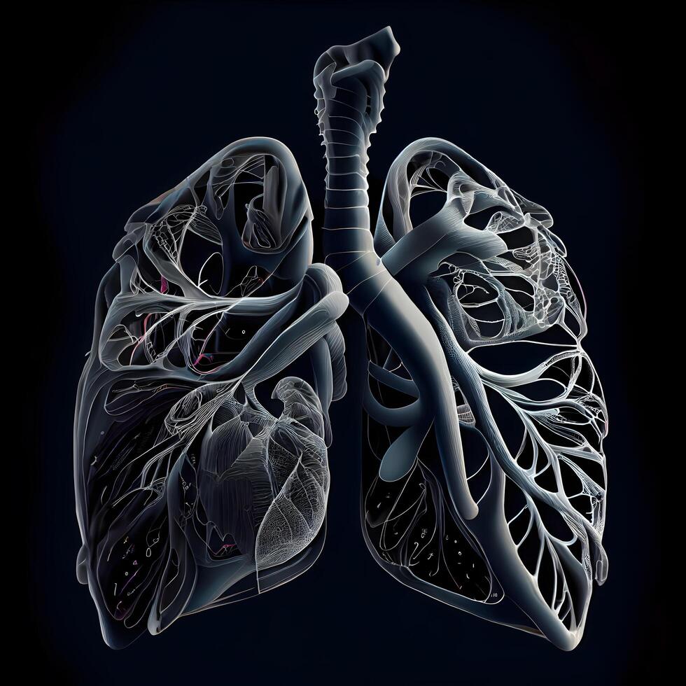 menselijk longen anatomie voor medisch concept 3d illustratie., ai generatief beeld foto