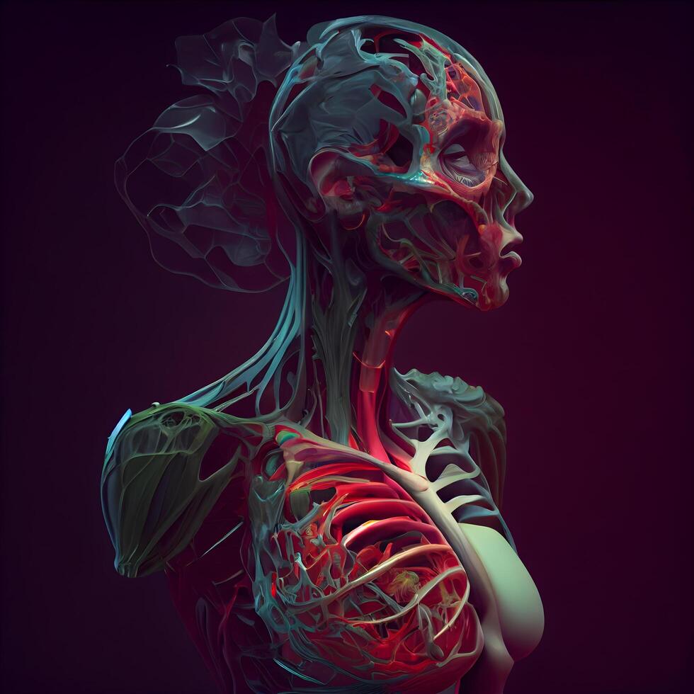 menselijk skelet anatomie voor medisch concept 3d illustratie., ai generatief beeld foto