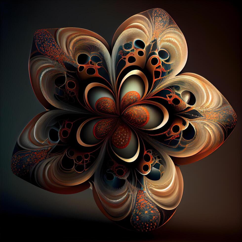 symmetrisch fractal bloem, digitaal artwork voor creatief grafisch ontwerp, ai generatief beeld foto