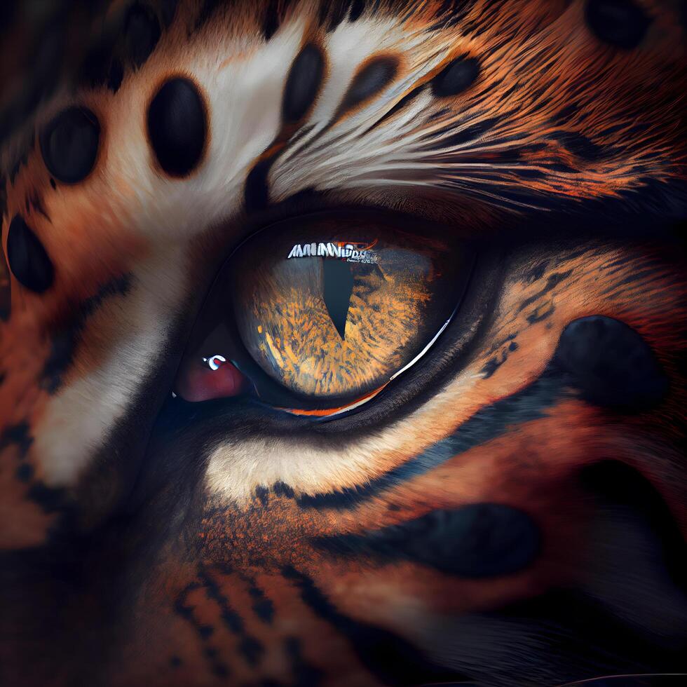 oog van een tijger. 3d illustratie. kan worden gebruikt net zo een achtergrond., ai generatief beeld foto