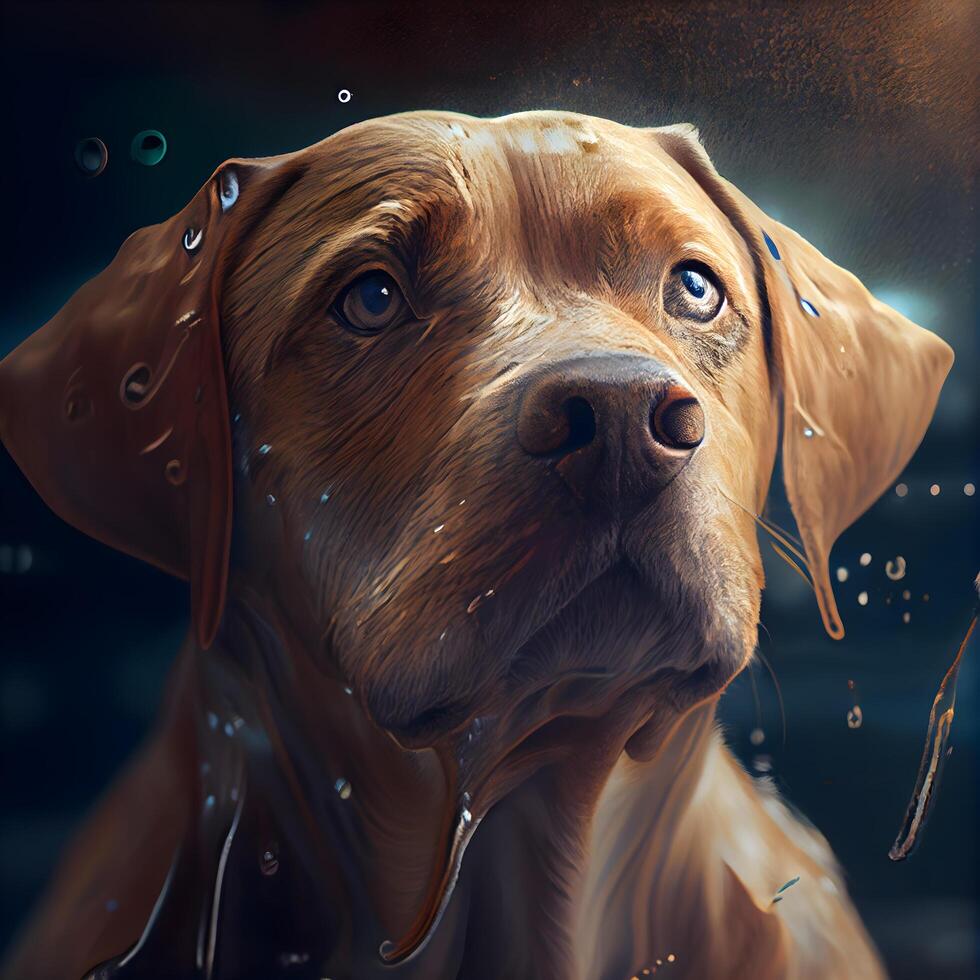 labrador retriever portret in water druppels. digitaal schilderen., ai generatief beeld foto