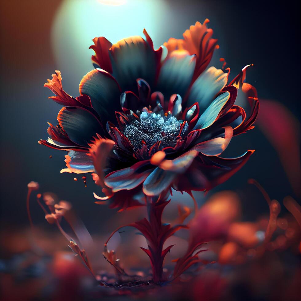 mooi bloem in de tuin. 3d weergave, 3d illustratie., ai generatief beeld foto