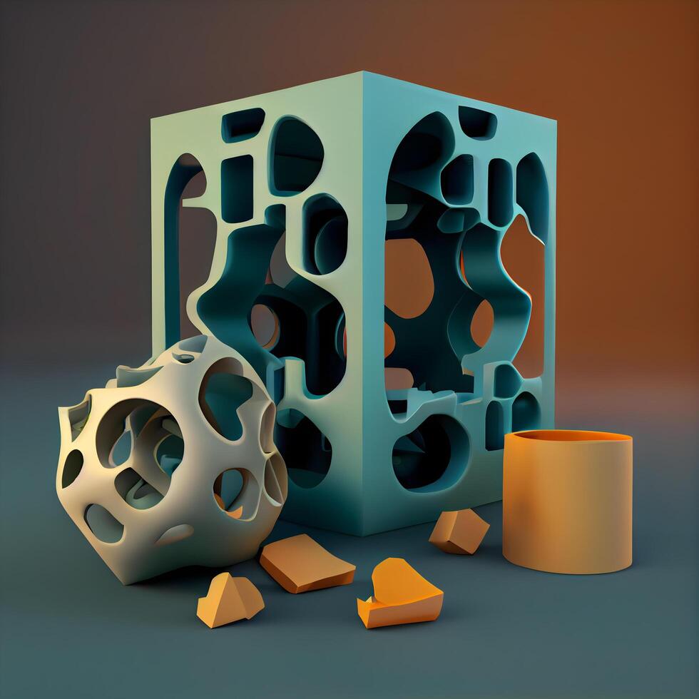 3d geven van abstract meetkundig vormen. abstract achtergrond met 3d kubussen., ai generatief beeld foto
