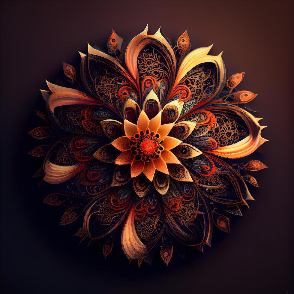 mooi fractal bloem Aan zwart achtergrond. digitaal artwork voor creatief grafisch ontwerp., ai generatief beeld foto