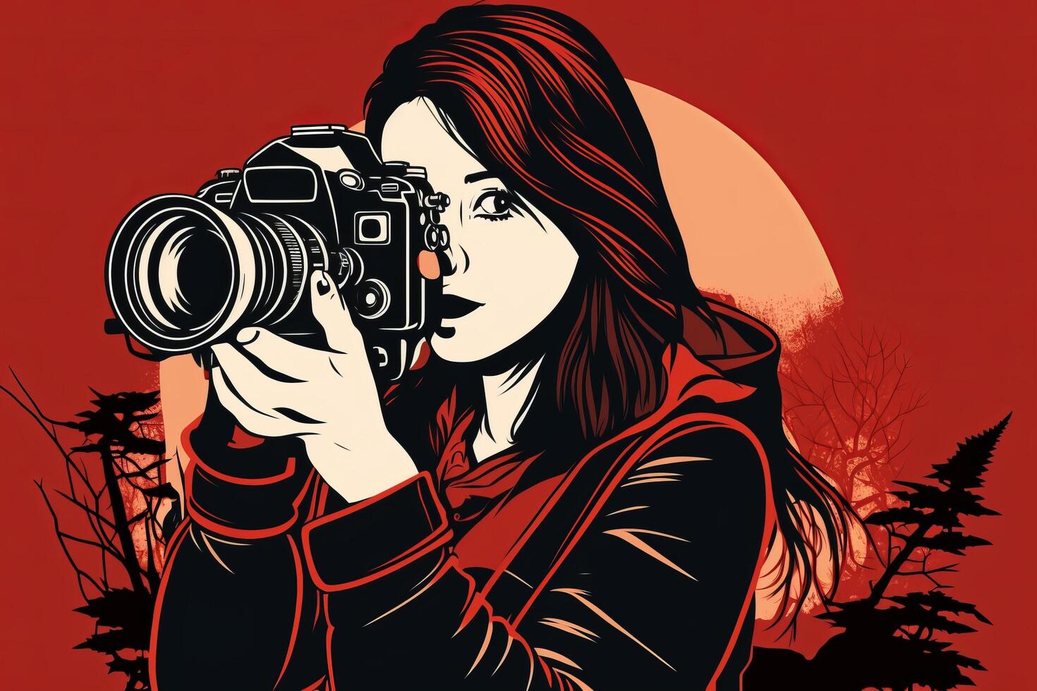 wereld fotografie dag illustratie Mens en vrouw fotografen, camera, augustus 19e, generatief ai foto