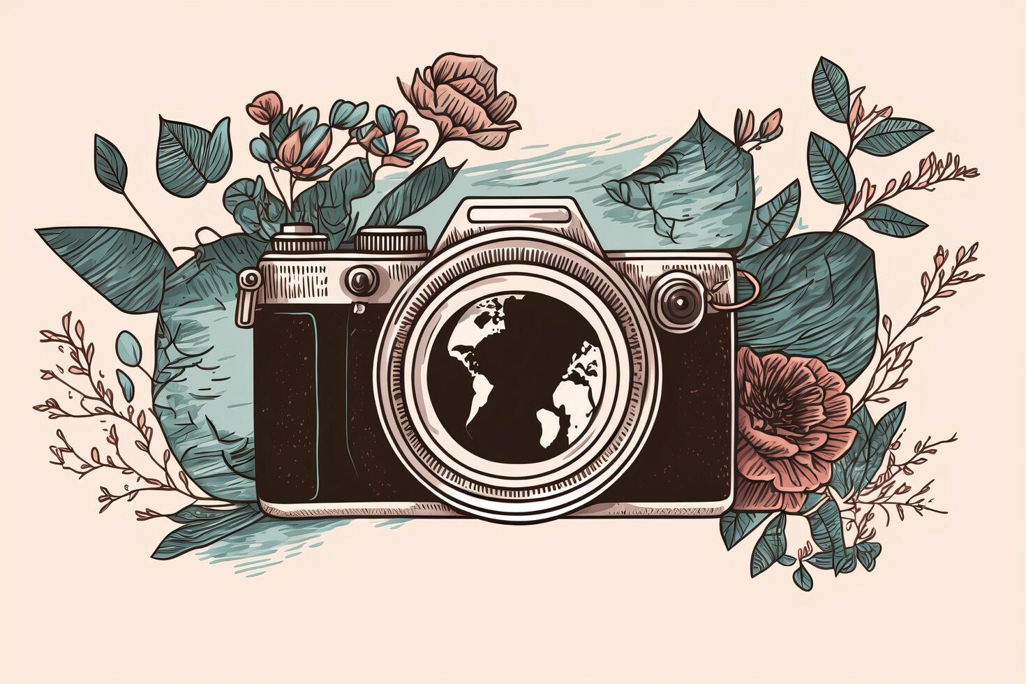 wereld fotografie dag illustratie Mens en vrouw fotografen, camera, augustus 19e, generatief ai foto