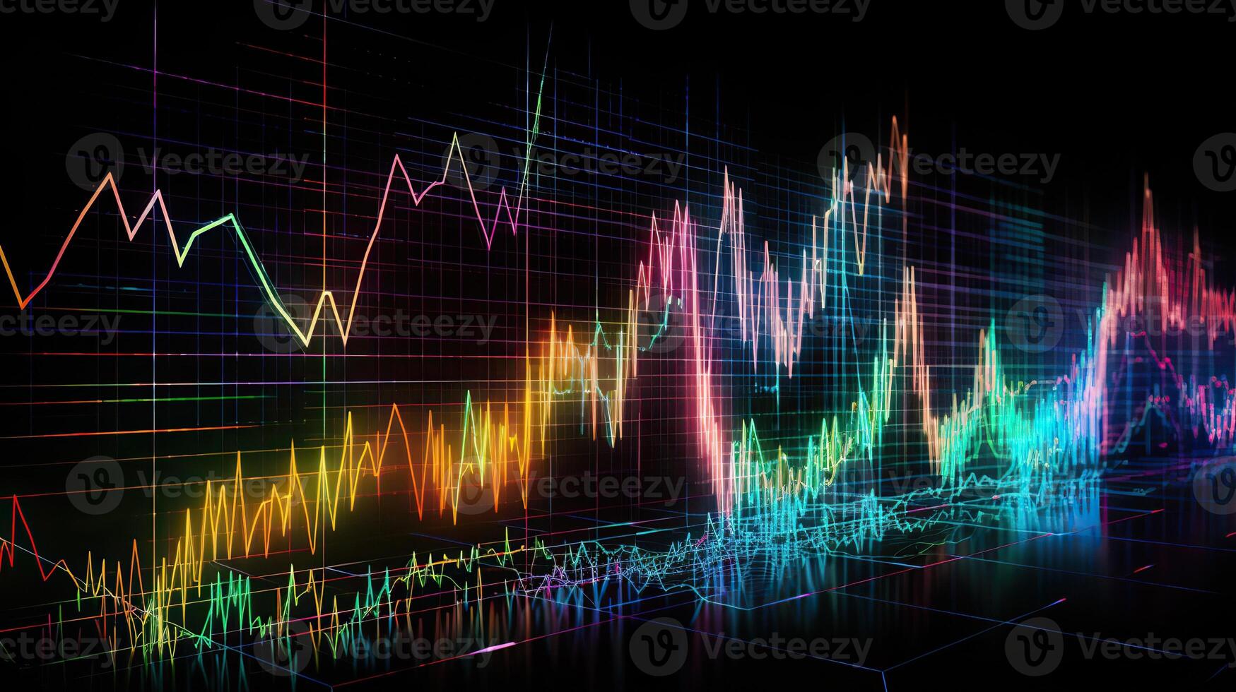 ai gegenereerd. ai generatief. financiën voorraad forex diagram afzet geld neiging volume inkomen Gaan omhoog en omlaag. kan worden gebruikt voor illustratie van analyse financiën verklaringen. grafisch kunst foto