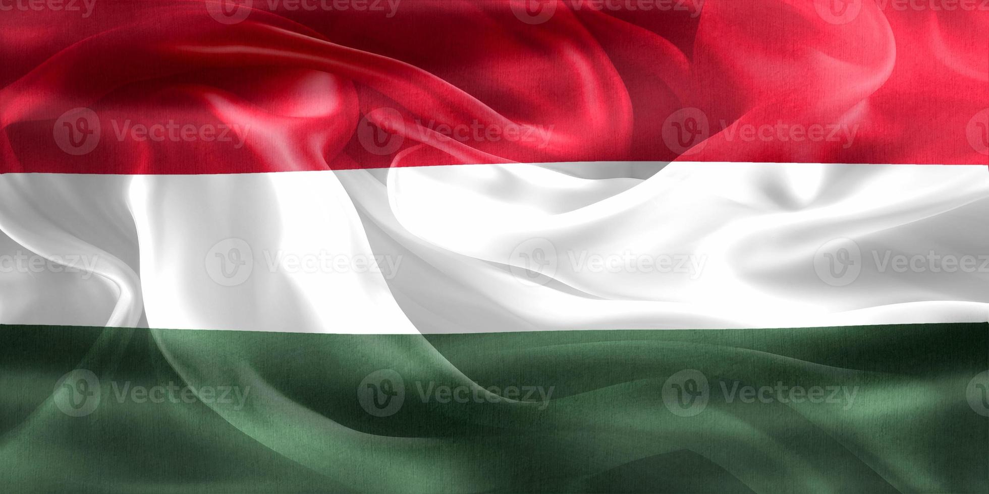 3D-illustratie van een vlag van Hongarije - realistische wapperende stoffen vlag foto