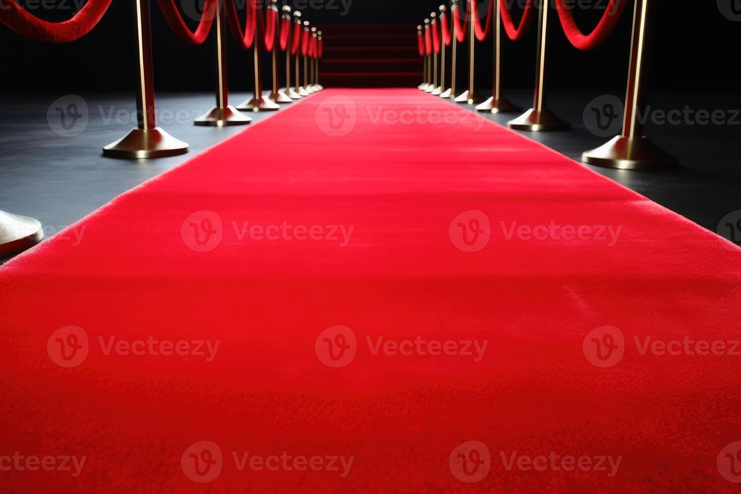 rood tapijt laag hoek visie gemaakt met generatief ai technologie. foto