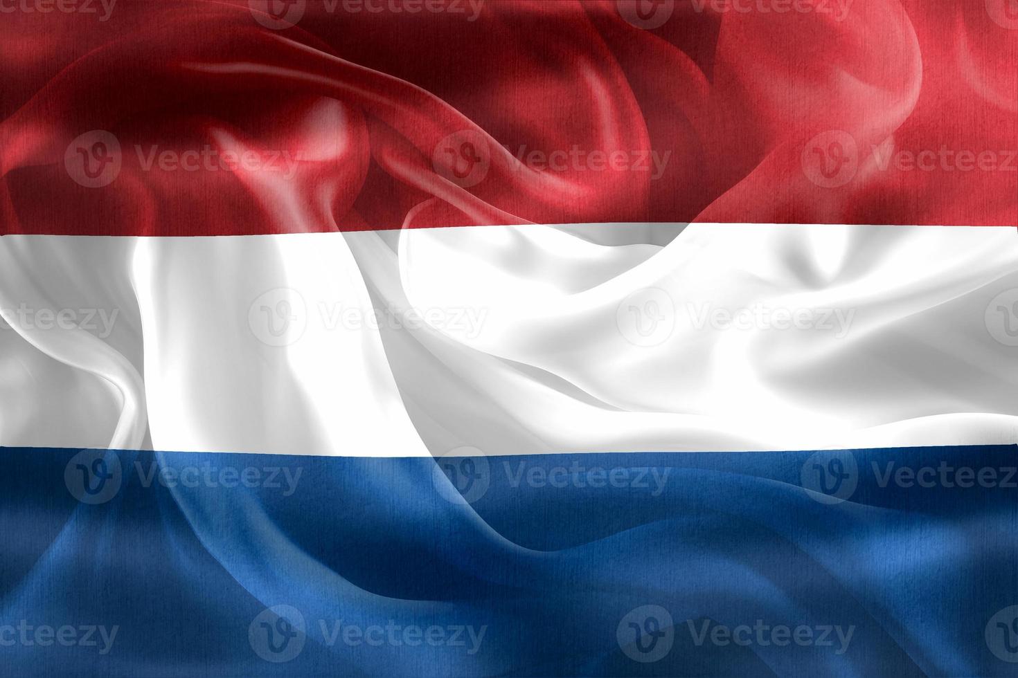 3D-illustratie van een Nederlandse vlag - realistische wapperende stoffen vlag foto