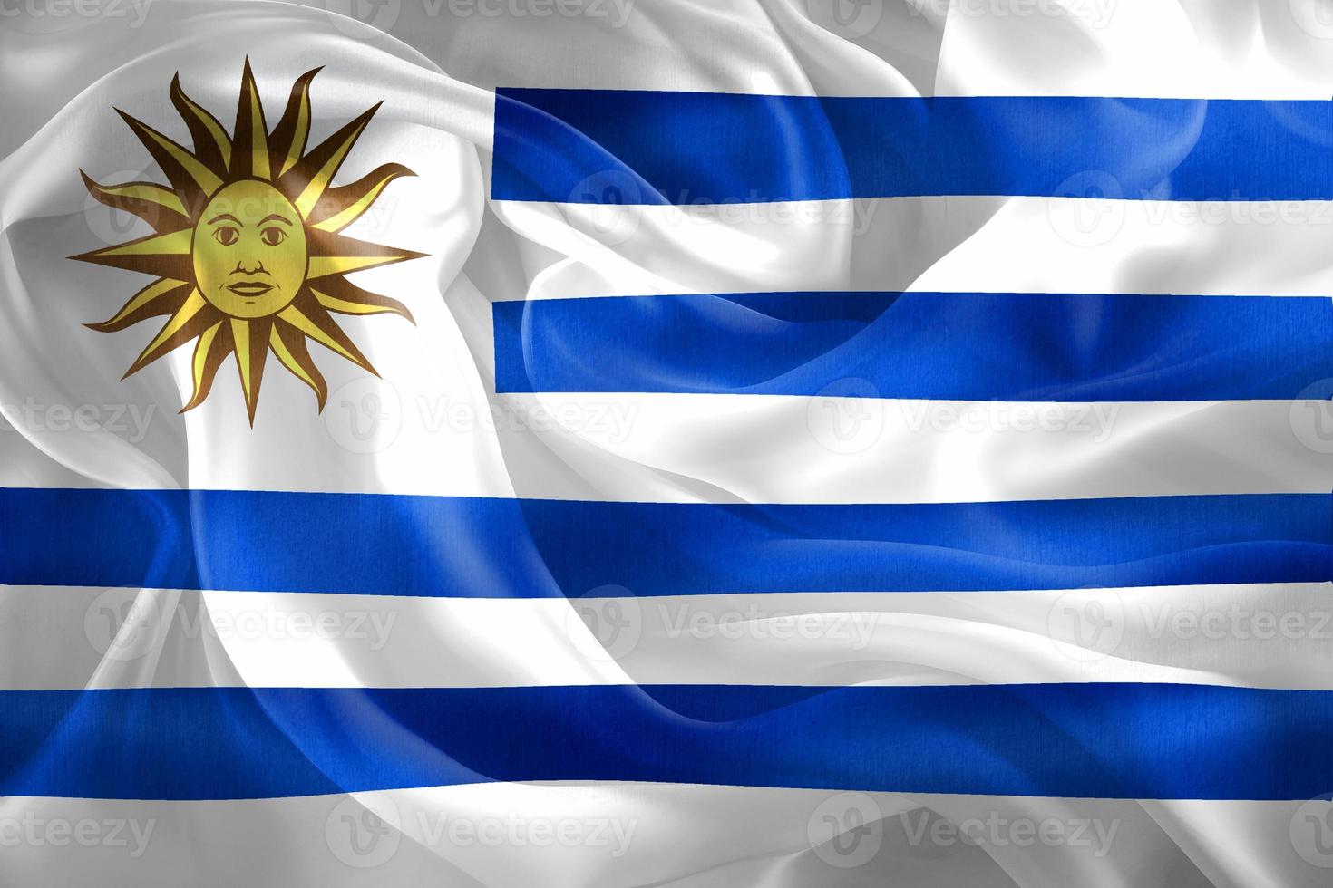 3D-illustratie van een vlag van uruguay - realistische wapperende stoffen vlag foto