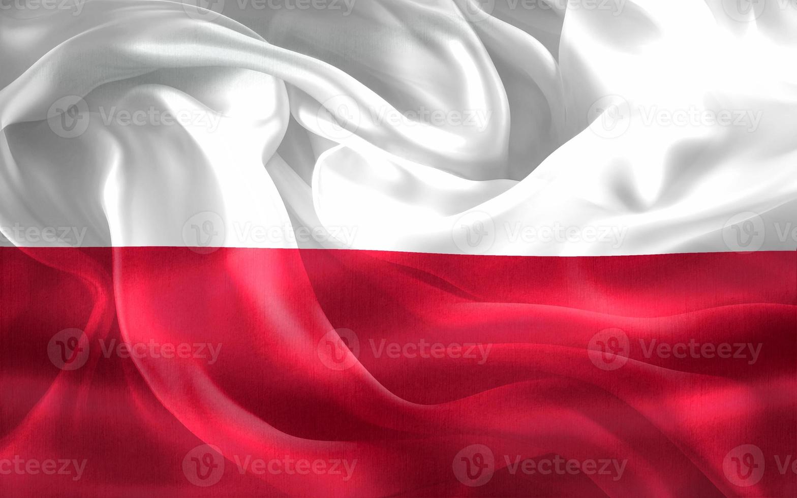 3D-illustratie van een vlag van Polen - realistische wapperende stoffen vlag foto