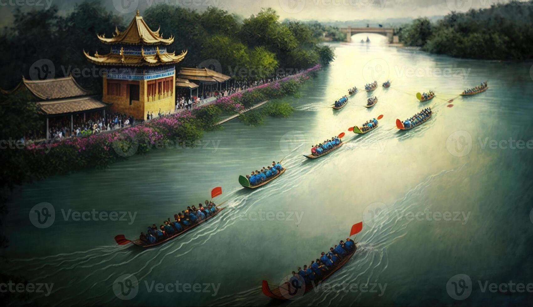 zongzi rijst- knoedel voor Chinese traditioneel draak boot festival duanwu festival. ai gegenereerd. foto