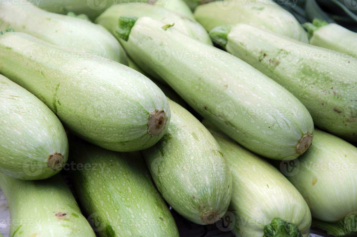 rauw courgette Aan markt foto