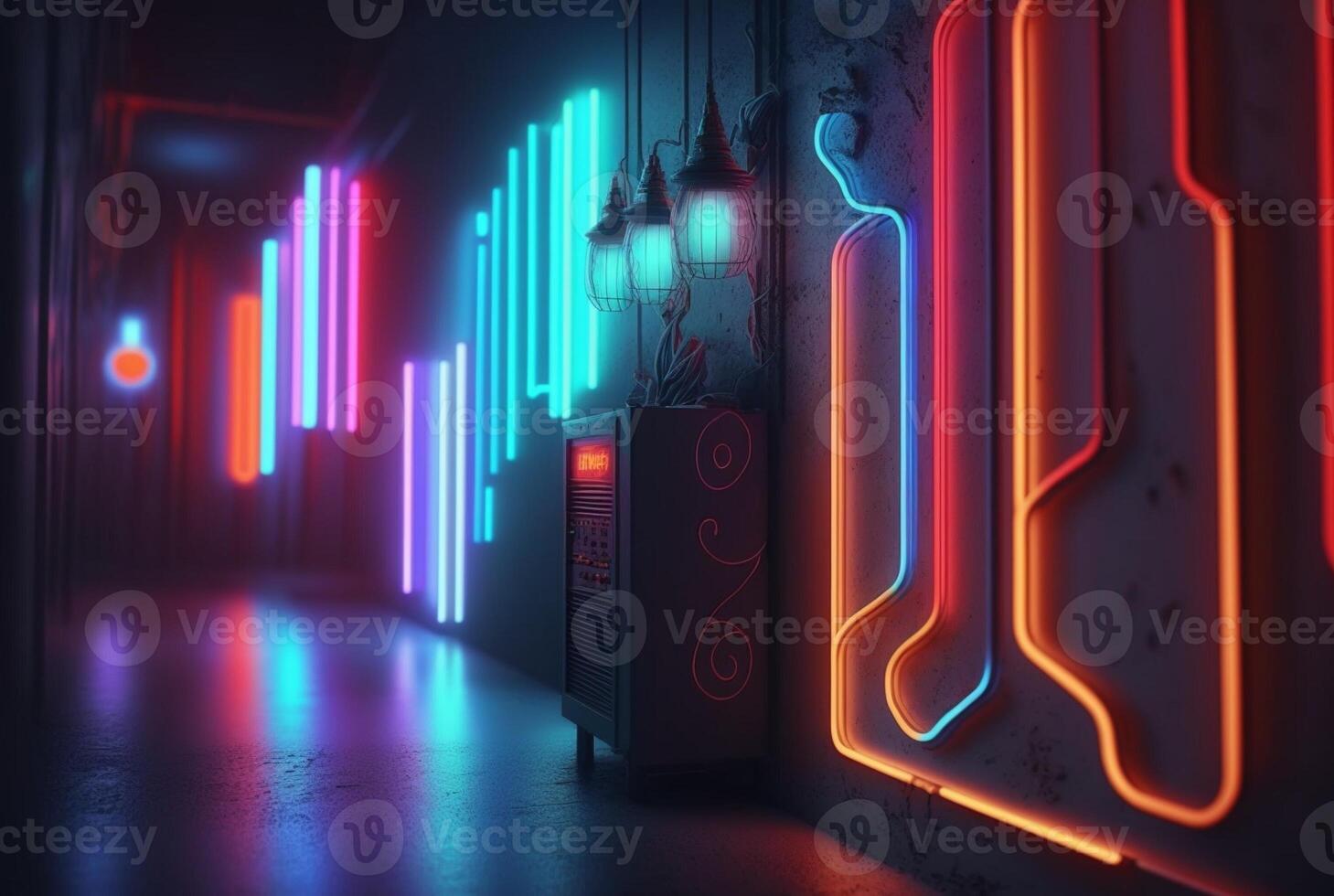 realistisch neon licht achtergrond. generatief ai foto