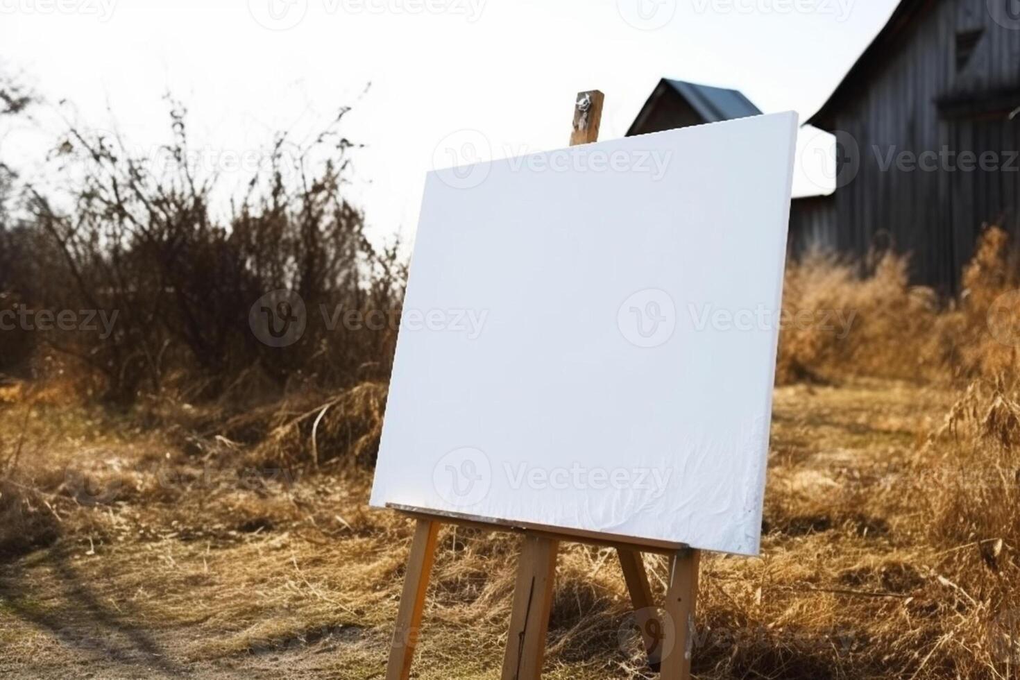 ai generatief een blanco wit teken bord mockup geïsoleerd buiten foto