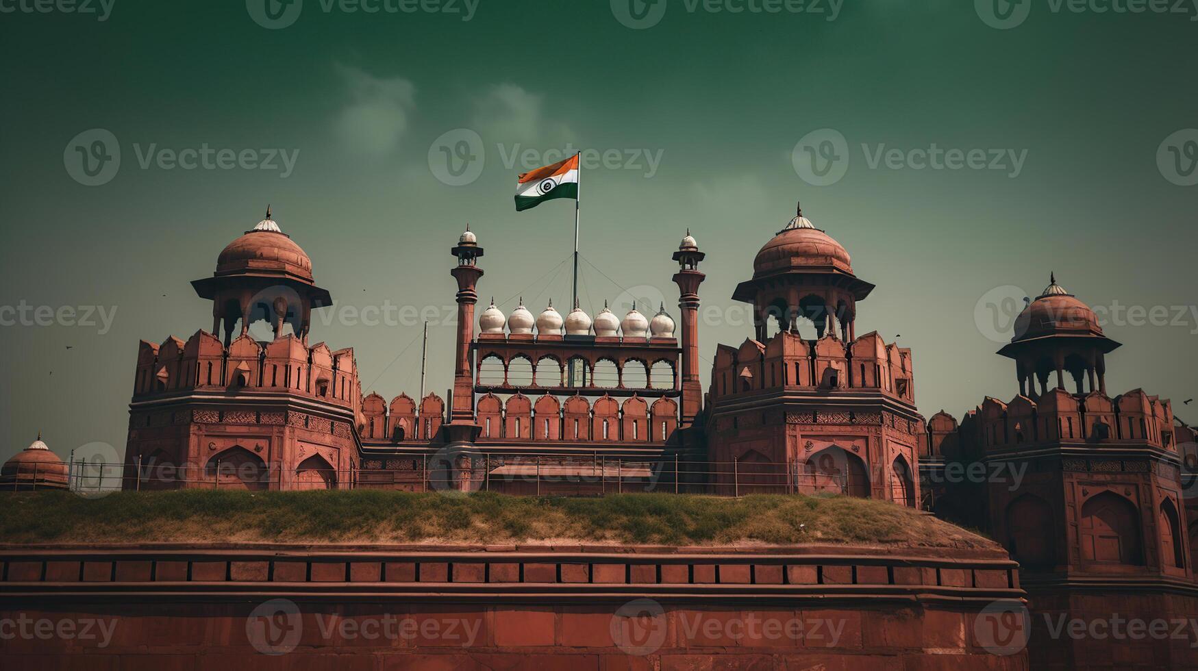 de rood fort monument in nieuw Delhi, Indië, haar UNESCO wereld erfgoed plaats, generatief ai foto