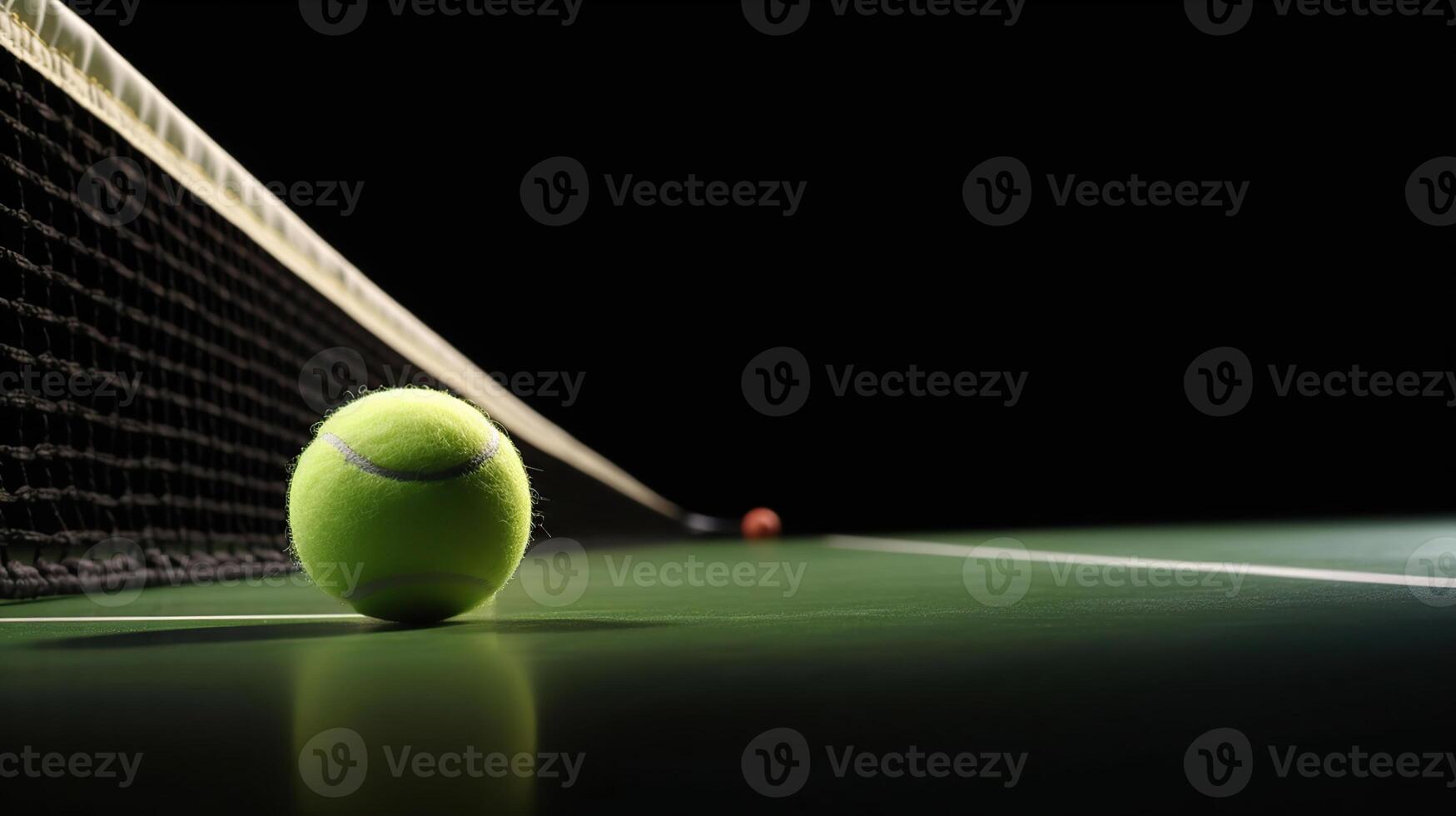 tennis punt. tennis bal raken de lijn voor een punt, generatief ai foto