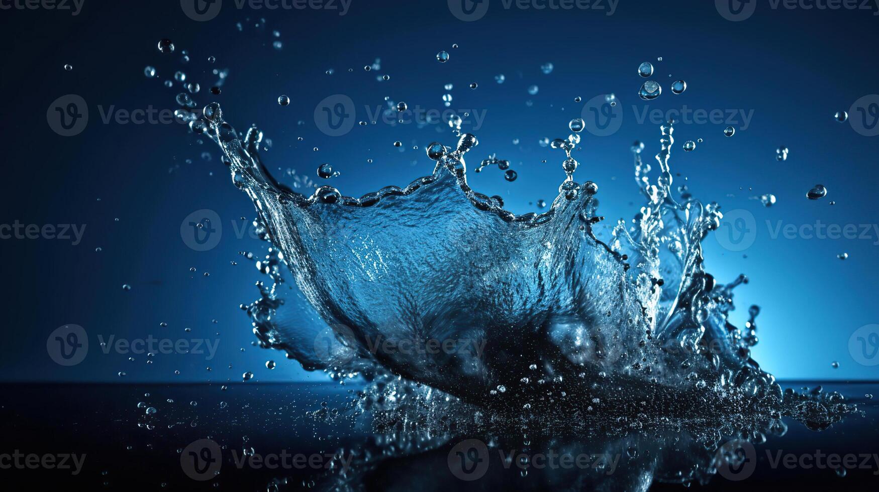 water plons geïsoleerd in blauw achtergrond, mooi spatten een schoon water, generatief ai foto