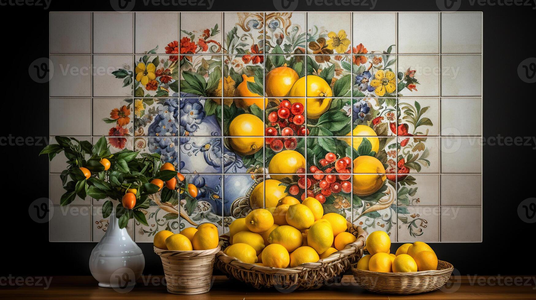 knus keuken decoratie ontwerp voor muur tegel, generatief ai foto