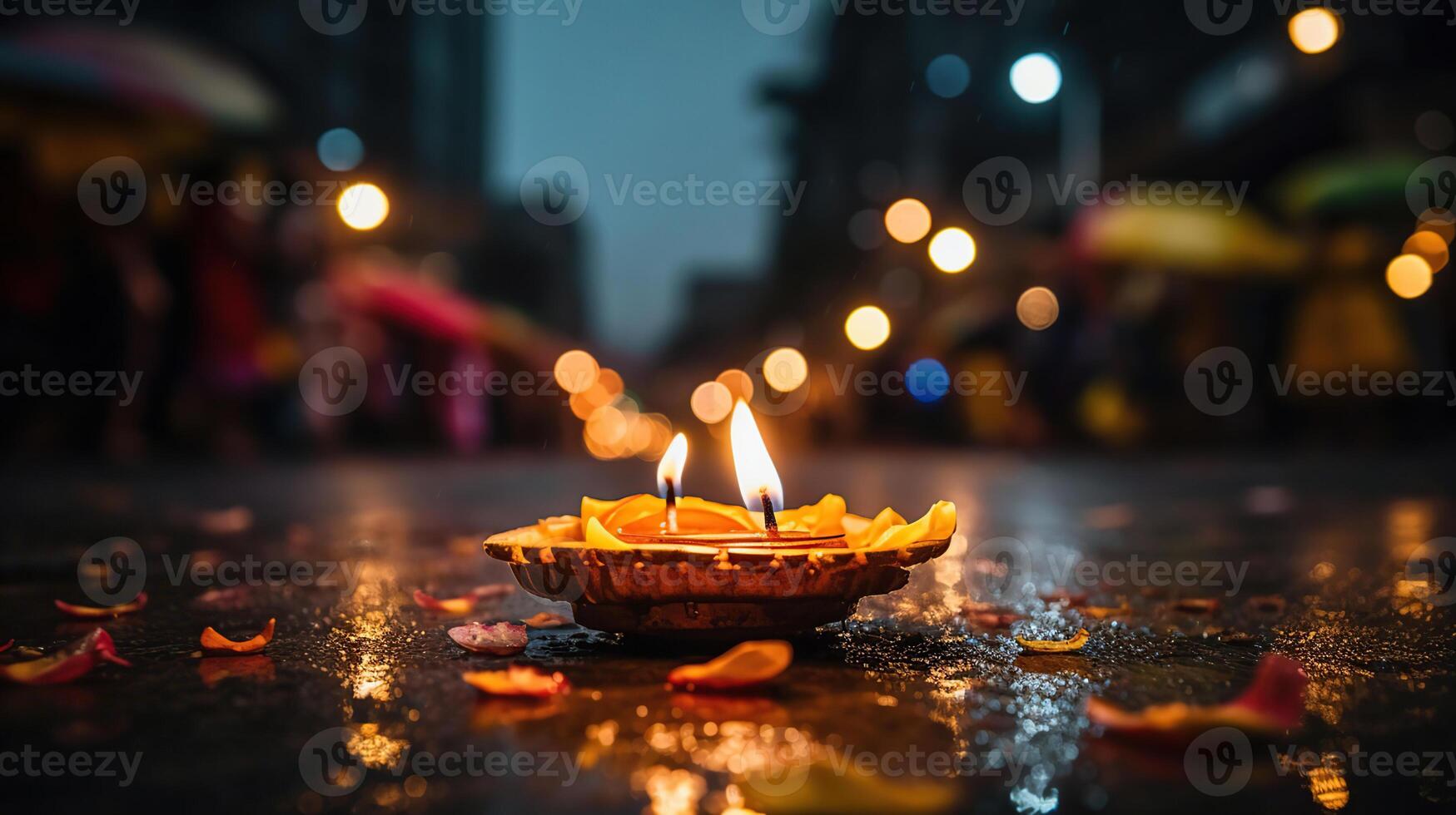 kaars licht Aan diwali of deepawali festival in Indië, generatief ai foto